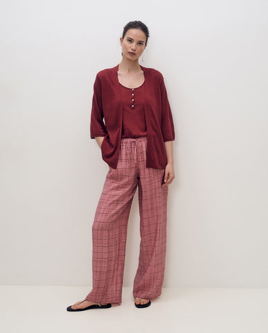 Cardigan in lino pregiato e cotone