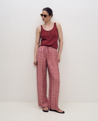 Top a spalline sottili in lino e cotone