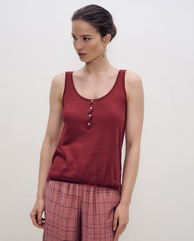 Top a spalline sottili in lino e cotone