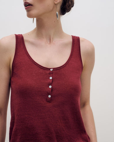 Top a spalline sottili in lino e cotone