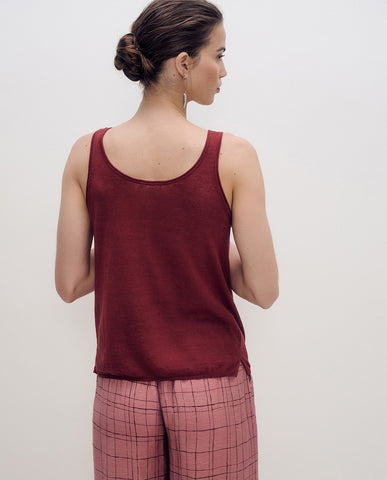 Top a spalline sottili in lino e cotone