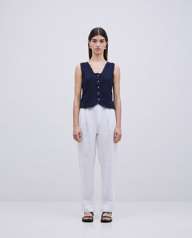 Pantaloni bianchi 100% lino