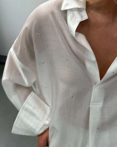 CAMICIA SEMITRASPARENTE CON STRASS
