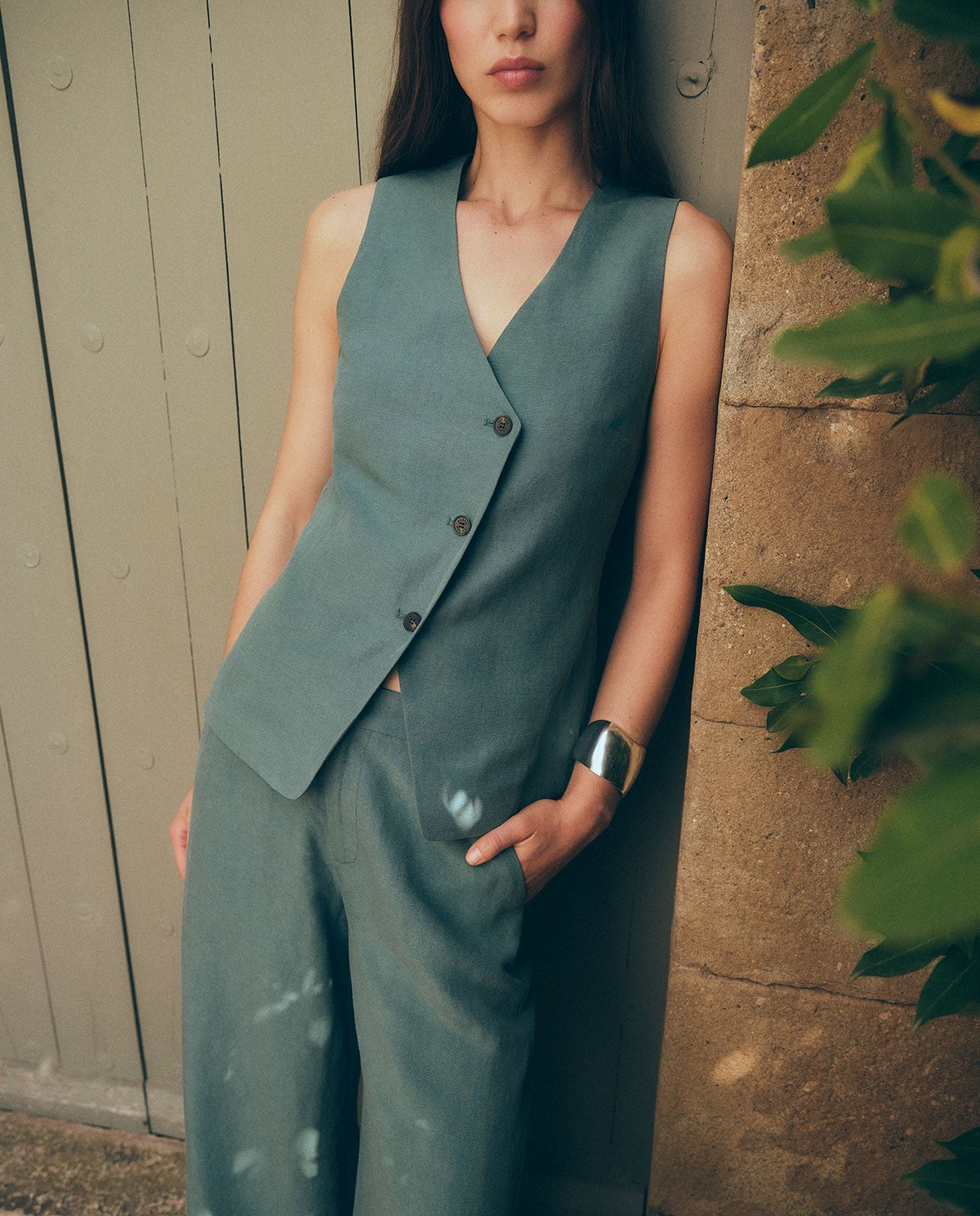 Gilet sartoriale in misto lino