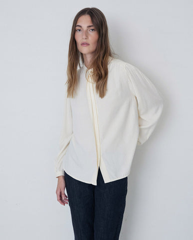Camicia fluida con scollo alla Mao ecru