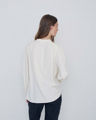 Camicia fluida con scollo alla Mao ecru