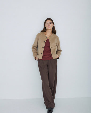 Maglione  con scollo a V terracotta