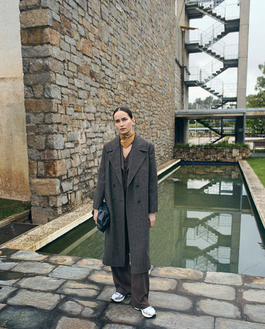 Cappotto lungo in lana grigio scuro
