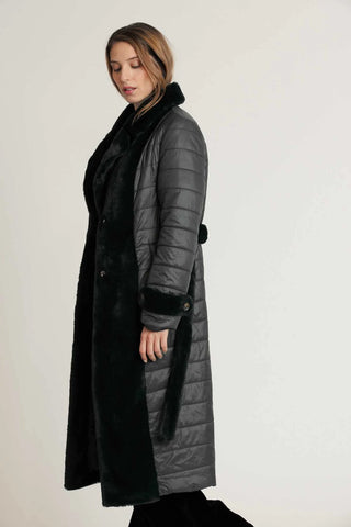 Cappotto NATALIA  lungo in eco pelliccia